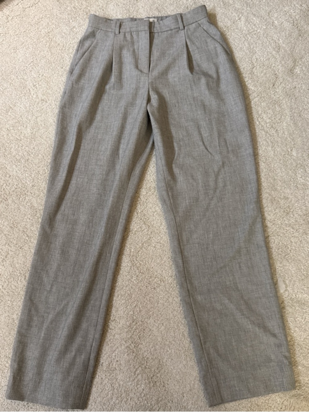Abercrombie & Fitch Gray High-Waist Pleated Trousers
